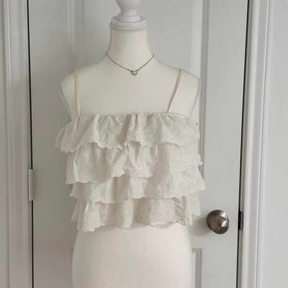 Vintage  Cami With Cute Laced Ruffles Size Medium 100% Cotton Perfect For Summer - Picture 1 of 4